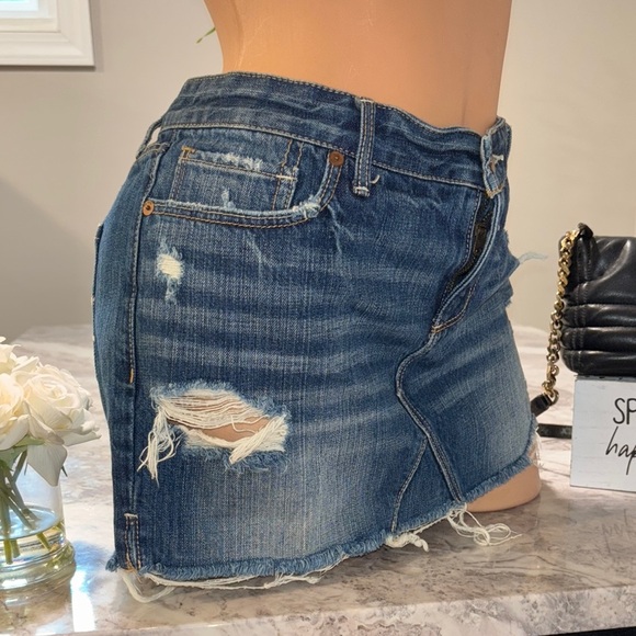 Abercrombie & Fitch Denim Distressed Mini Jean Skirt - Picture 1 of 9